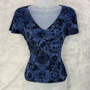 vtg 90s y2k Womens Blue whimsigoth ruched top sz 10 M Fairy Grunge Indie USA